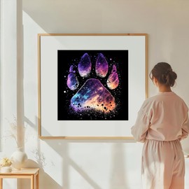 DIADAY 5D Dog Diamond Art Kits for Adults, Round Gem Landscape Diamond Painting Kits for Beginners, Full Drill Art Crafts DIY Home Wall Decor Gift, 12 x 12 Inches