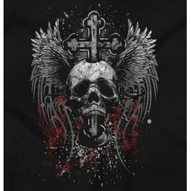 Edgy Dark Fallen Angel Skull Cross Mens Graphic T Shirt Tees