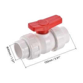 PATIKIL 40mm ID Double Union Ball Valve, 1 Pack PVC Socket Type Shut-Off Valve Switch for Water Flow Control, White