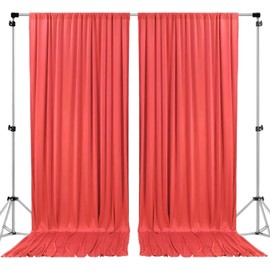 AK TRADING CO. 10 feet x 10 feet Coral IFR Polyester Backdrop Drapes Curtains Panels with Rod Pockets - Wedding Ceremony Party Home Window Decorations