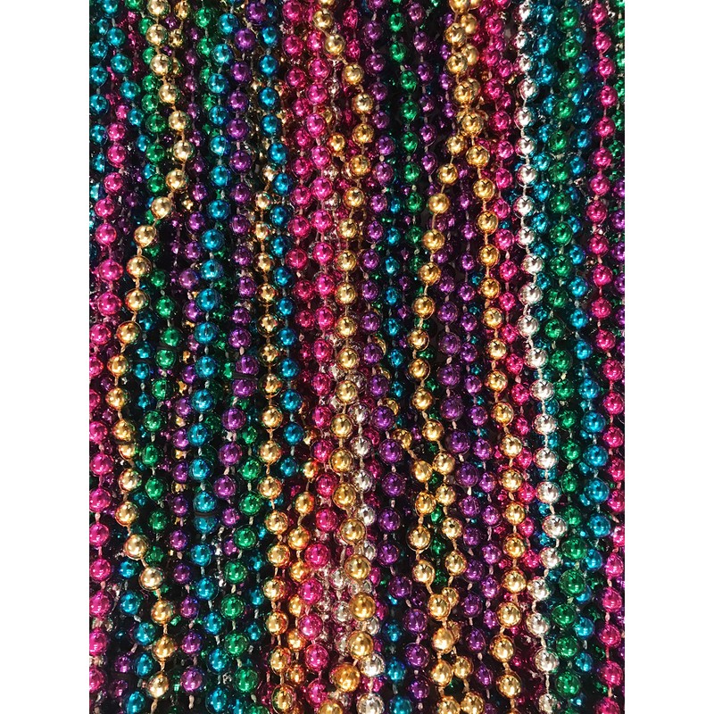 Mardi Gras Beads 33 inch 7mm, 12 Dozen, 144 Pieces,