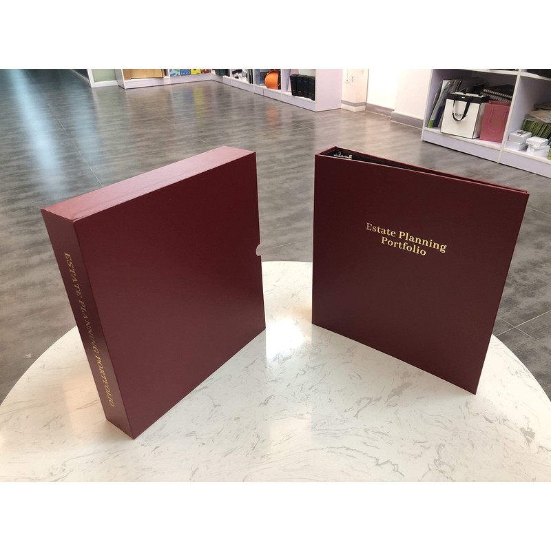 Red Estate Planning Binder with Slipcase and 11 Tabs, Holds