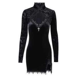 Long Sleeve Vintage Gothic Cape Dress for Women, Autumn Two Piece Sheer Mesh, Pleated Patchwork Cape, Elegant Retro Gothic Dresses