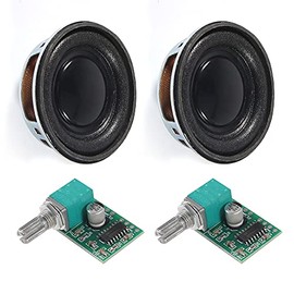 ALAMSCN 2PCS 1.5" 4Ohm 3W Full Range Audio Stereo Speaker Round Loudspeaker + 2PCS 3Wx2 DC 5V Class D Digital Amplifier PAM8403 Amp Module for Arduino DIY Replacement