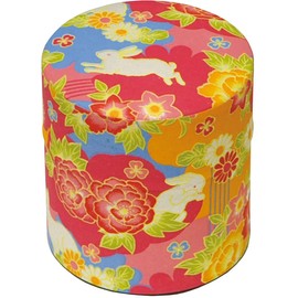Yamako 79213 Tea Caddy Pop-kan Flower Rabbit S 3.0 x 3.0 x 3.0 inches (7.5 x 8 x 7.5 cm)