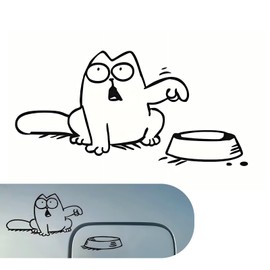 Dogary Gas Tank Stickers for Car, Funny Hungry Simon Cat Feed Me Fuel Tank Cover Sticker, PVC Waterproof Body Cartoon Decoration Decals, Suitable for Most Cars, Trucks and SUVs (Black #Right)