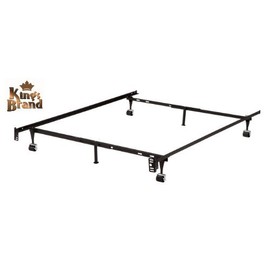 6-Leg Heavy Duty Adjustable Metal Queen, Full, Full XL, Twin, Twin XL, Bed Frame with Rug Rollers & Locking Wheels