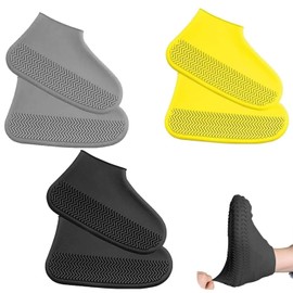 MNSYJK 3 Pares de Fundas de Silicona Impermeables para Zapatos de Lluvia, Funda para Botas de Lluvia,Cubierta para Calzado de Viaje Plegable Reutilizable, Funda para Lluvia,Cubierta para Calzado