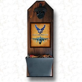 Air Force Wall Mounted Bottle Opener and Cap Catcher - Handcrafted by a Vet - Made of 100% Solid Pine 3/4" Thick and Over 15: Tall - Excellent Unique Gift Item That will be Used!