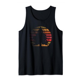 Retro Sun Minimalist Pine Tree Design Graphic Tank Top