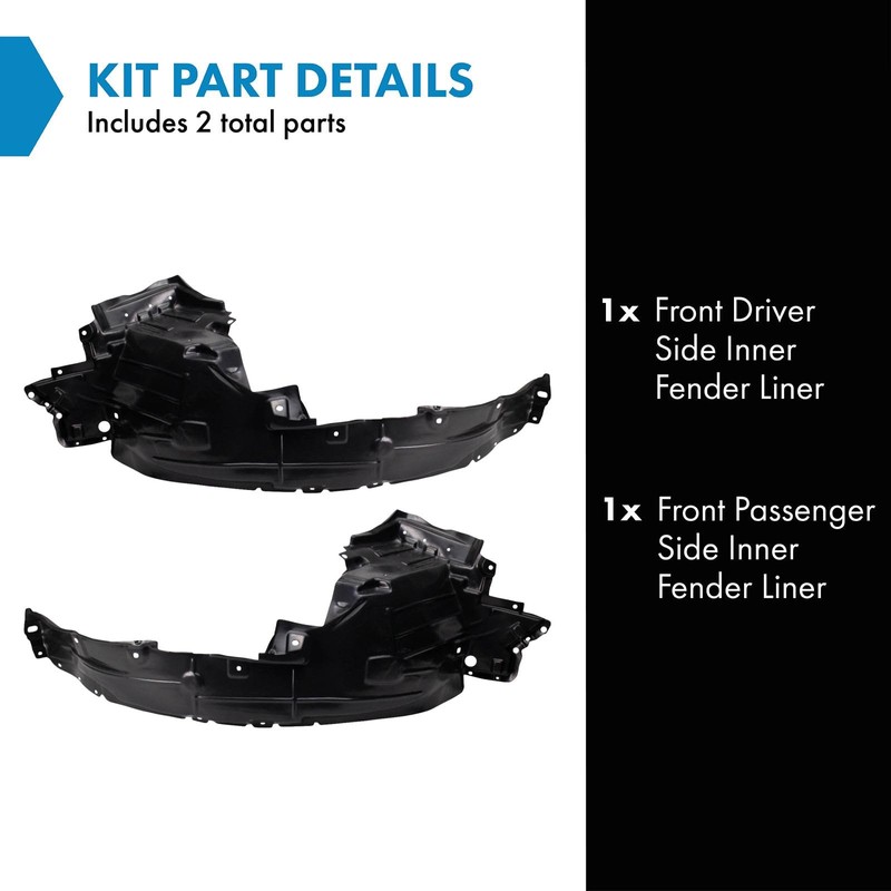 TRQ Front Inner Fender Liner Set Compatible with 2015-2017 Nissan