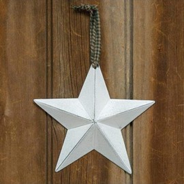 CWI Gifts Metal Barn Star - 5" Galvanized Hanging Star - Farmhouse Wall Decor - White - 1