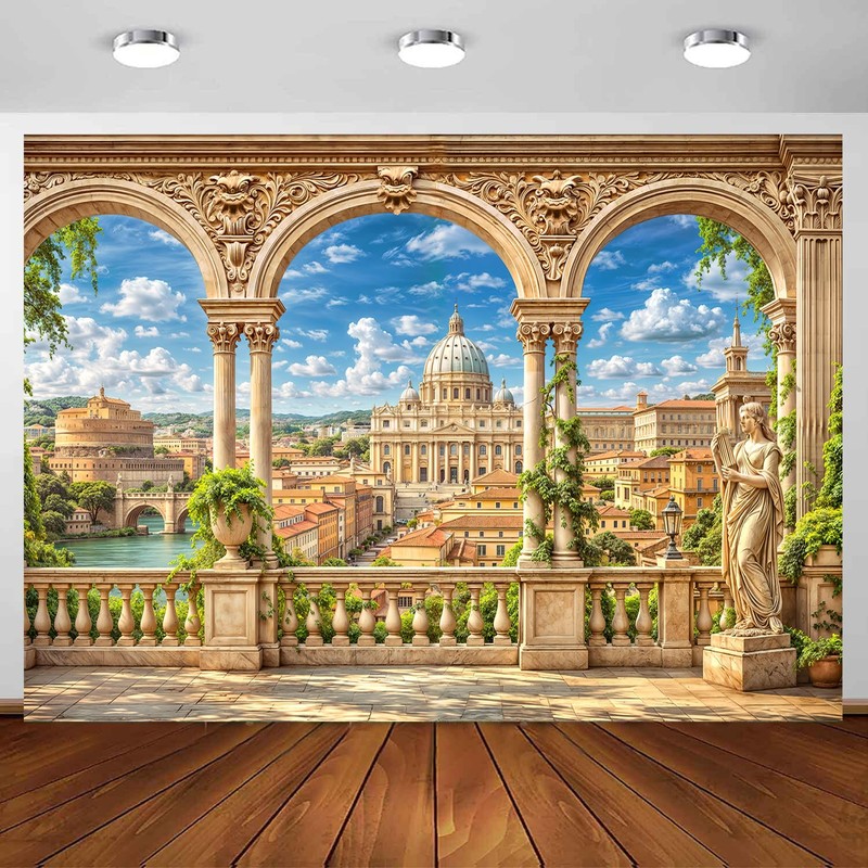 7X5Ft Greece Backdrop for Photoshoot Party Decorations, Ancient Greek Greece