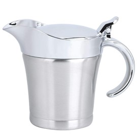 Gravy Boat, 450ml 304 Stainless Steel Double Layer Insulation Flavor Sauce Pot Gravy Boat Serving Jug Kitchen Utensils for Store Gravy, Cream, Milk and Various Sauces
