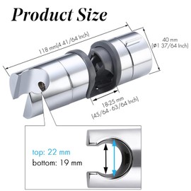 Shower Head Holder Hand Shower Bracket Replacement for 18-25MM Slide Bar Adjustable Shower Rod Holder Chrome Plated, PB4-CH