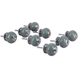 G Decor Dark Grey Crackle Handmade Design Round Ceramic Door Knobs, Vintage, Shabby Chic, Interior Furniture, Cabinet Wardrobe Cupboard Drawers Pulls Handles (8-Pack)