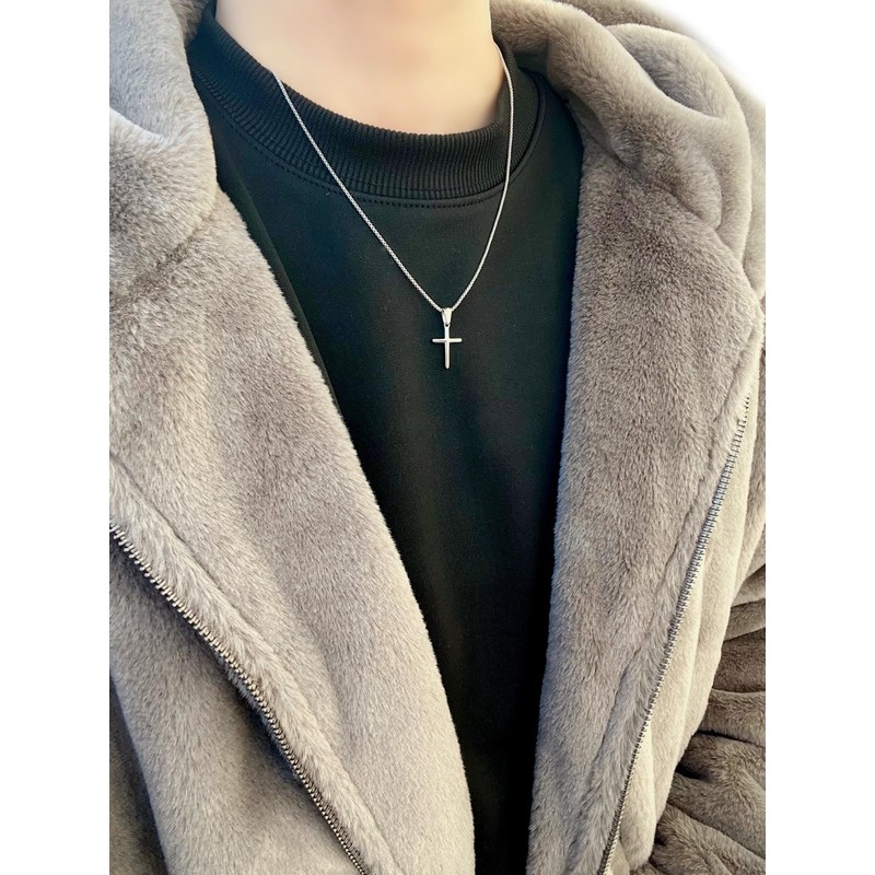 Lagure L23071C0 Mini Simple Cross Cross Silver Necklace Stainless Steel