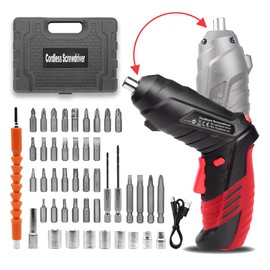 Cordless Power Screwdriver Electric Screwdriver Rechargeable Set, Battery Powered Screwdriver Kit Including 46pcs Bits, Pivoting Handle and LED Lights Small Drill with Portable Carrying Case