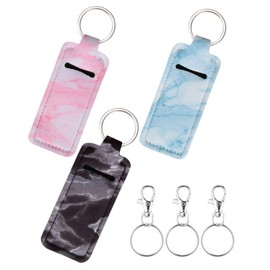 Chapstick Holder Lip balm Holder Lipstick Sleeve Pouch Lip Gloss Holder With Hook 3 Pcs Marble Stocking Stuffers Gift for Women (3pcs)