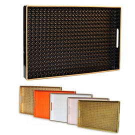 Leemxiiny 2Pcs Vintage Silver Decorative Tray, Plastic Serving Tray for Coffee Table, Home Decor, Living Room, Bathroom