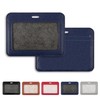 1 Pcs Leather ID Badge Holder - Horizontal, Blue, Multiple