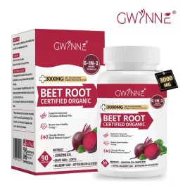 Gwynne Organic Beet Root Capsules 3000mg 90 Cápsulas Con Coq10,remolacha En Polvo Soporta Lmproved Circulación Y Flujo Sanguíneo,proporcionar Soporte 