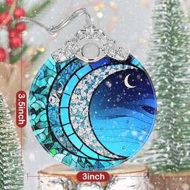 Blue Moonlight Ornament, Christmas Ornament, Christmas Decoration, Ornaments for Christmas Tree, Stained Glass Ornament, Heirloom Keepsake, Gift Exchange, Gift Ideas, Bauble Present