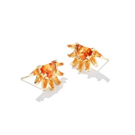 Kendra Scott Samantha Sun Stud Earrings, 14K Gold-Plated Brass, Fashion Jewelry for Women, Orange Glass
