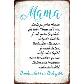 Tin Sign 20 x 30 cm Curved Mum Thank You for Every Moment Saying Sayings Decorative Gift Sign