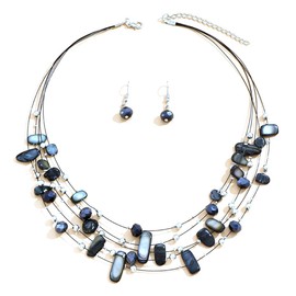 TOFBS Jewellery Sets for Women Bohemian Necklace Multilayer Crystals Shell Necklace Earrings Set for Women Girls Valentine's Day Birthday Gift, Hard outer skin, No Gemstone