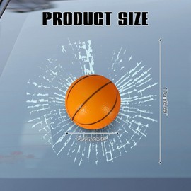 Wogomz 3D Prank Tricky Broken Glass Sticker, Funny Car Window Ball Hits Stickers, Styling 3D Stereo Ball Hits Auto Body Window Self Adhesive Decal, Vehicle Exterior Decoration (Basketball)