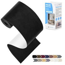 KING MOUNTAIN Couch Fabric Repair Patch, Fabric Patches for Furniture, 4" x 63" Waterproof Velvet Repair Tape for Sofas, Car Seats, Furniture, Upholstery Fabrics and Velvet Goods. （Black）