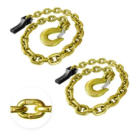 YATOINTO 2-Pack Grade 80 Trailer Safety Chain 35 Inch with 5/16'' Clevis Snap Hook and Chain Retainer | 21,000 lbs Break Strength | Transport Chain for Towing