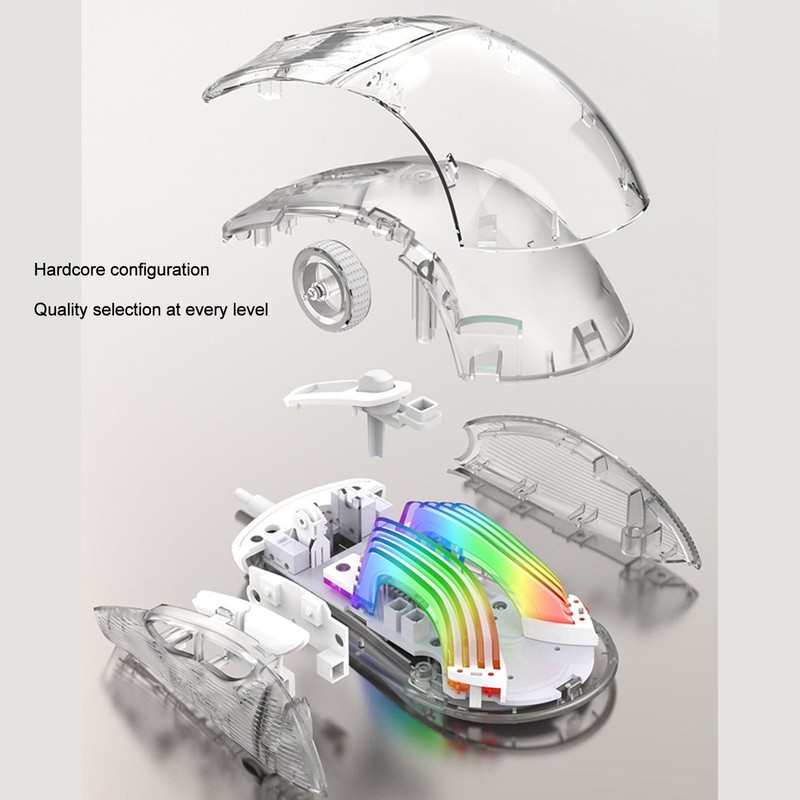 Gaming Mouse Transparent Wired Mechanical Mouse 6 DPI Adjustable RGB