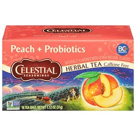 Celestial Seasonings Peach + Probiotics Herbal Tea, 16 Tea Bags