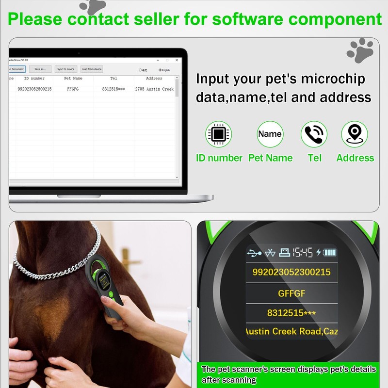 Animal Microchip Scanner,Symcode Pet Microchip Tag Reader Scanner with 1.44”