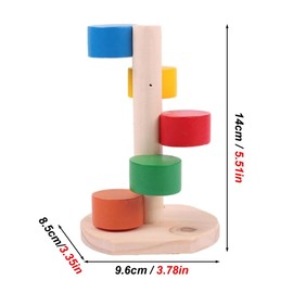 AIMALL Hamster Colourful Cloud Ladder Climbing Toy, Solid Wood Molar Stair Exercise Play Supplies for Small Pets, 5.5" x 3.78" x 3.35"