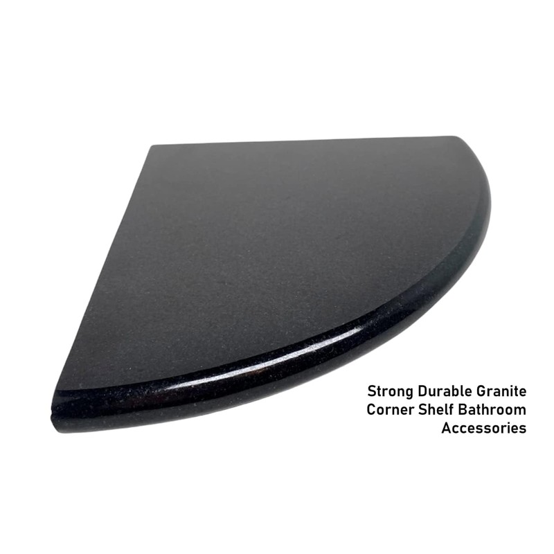Tenedos Premium Quality Absolute Black Granite Bathroom Corner Shower Shelf