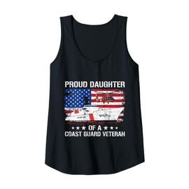 Womens Proud Daughter Of A US Coast Guard Veteran Flag USA American Tank Top