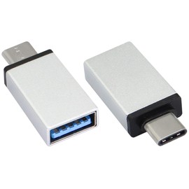 AAOTOKK Type C to USB 2.0 Adapter Aluminum Type C Male to USB A 2.0 Female Converter, On The Go (OTG) for Smartphone, Laptops,Mouse Keyboards, More USB and Type-C Devices (Silver)