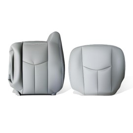 Aspaton 2 PCS Front Driver Side Bottom and Top Lean Back Seat Covers Compatible with Silverado Sierra Avalanche Yukon 2003 2004 2005 2006 Leather Gray 922 or 92i