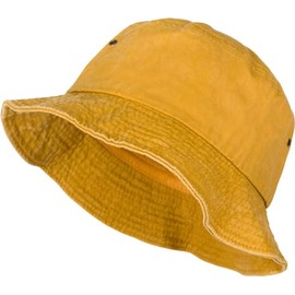 styleBREAKER Unisex Fisherman Hat Solid Color in Vintage Washed Look, Bucket Hat, Fabric Sun Hat Solid Color 04025045, Colour:Mustard