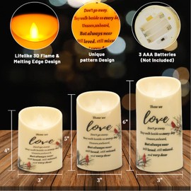 Aulaygo 3 Pcs Memorial Cardinal Gifts Flameless LED Candles Memorial Gifts for Loss of Loved One Sympathy Prayers Decorations
