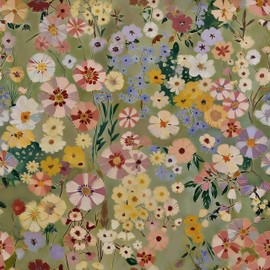 Floral Wallpaper Peel and Stick Boho Wall Paper Removable Waterproof Vintage Green Petal Pattern Contact Paper for Cabinet Removable Self Adhesive Wallpaper Vinyl Roll Shelf Deco 17.3" x 118.1"