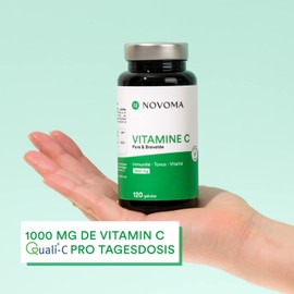 Vitamin C Quali®-C | 1000 mg Pure Vitamin C per Daily Dose | Ascorbic Acid High Dose | For Immune System & Vitality | 120 Vegan Capsules | NOVOMA (ex Nutrivita)