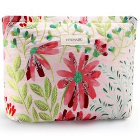 ZLFSRQ Floral Makeup Bag for Women Cute Cosmetic Bag Large Capacity Cosmetic Pouch Embroidery Vintage Zipper Makeup Pouch for Purse Portable Travel Toiletry Bags Aesthetic Skincare Storage Organizer