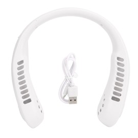 Portable Neck Fan USB Rechargeable Comfortable Cooling Bladeless Neck Fan for Summer Outdoor Travel White