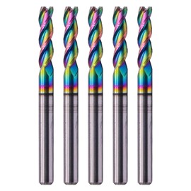 Solid Carbide End Mill(5Pcs, 1/8") - DLC Coated, 3 Flute, 37° Helix, 1/8" Cutting Diameter, 1/8" Shank Diameter, 1/2" Length of Cut, 1-1/2" Overall Length for Milling Aluminum and Copper, Square End