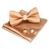 RBOCOTT Champagne Gold Bow Tie Silk bowtie and Pocket Square