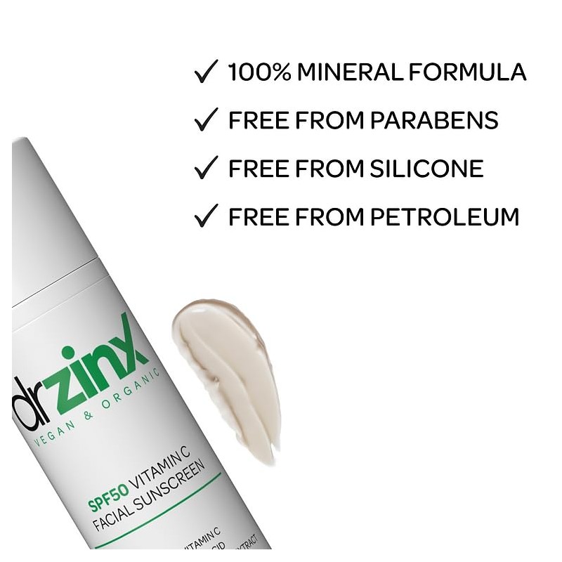 Dr ZinX Organic Vitamin C Mineral Sunscreen SPF50